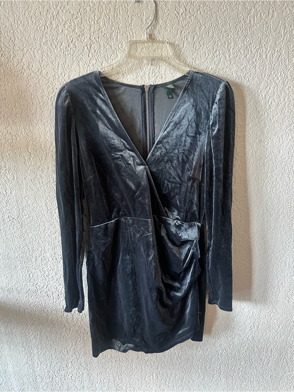 wild fable Velvet Wrap-Style Dress - Charcoal Gray